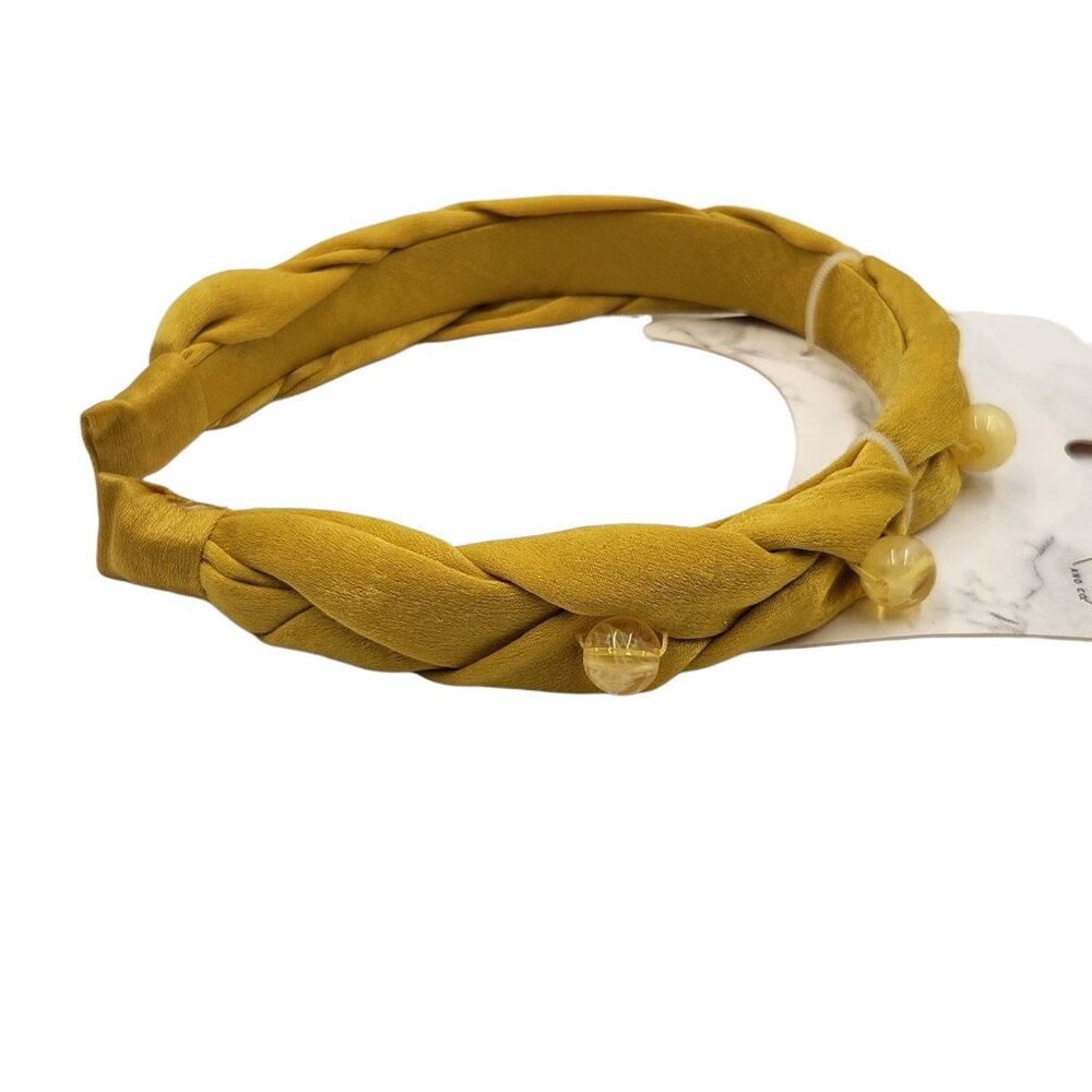 Hive and Co. Headbands Braid Silky Old Gold Texture Knotted Twist Mustard Yellow - Picture 3 of 7